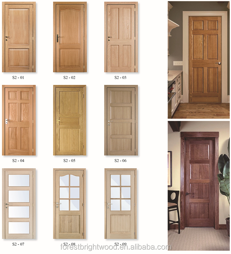 Solid Core Natural Walnut Veneer Mdf 3 Panel Interior Doors Wooden