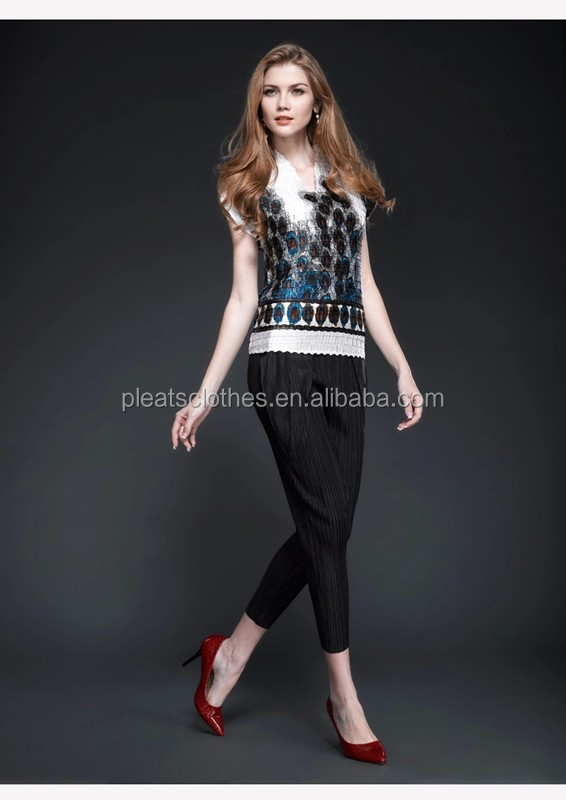 lastest design women chinese style blouse pleats pattern laides