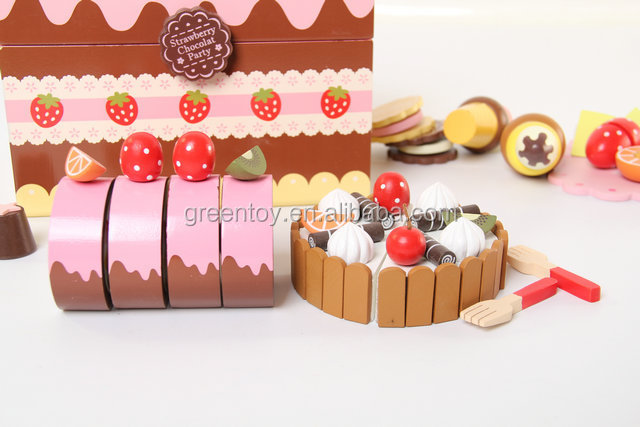 Houten speelgoed taart set chocolade, houten speelgoed keuken sets ...