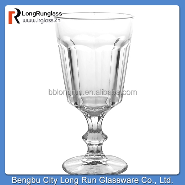 LongRun unique design hotsale red wine glass cup machine pressed beautiful flower glass goblet