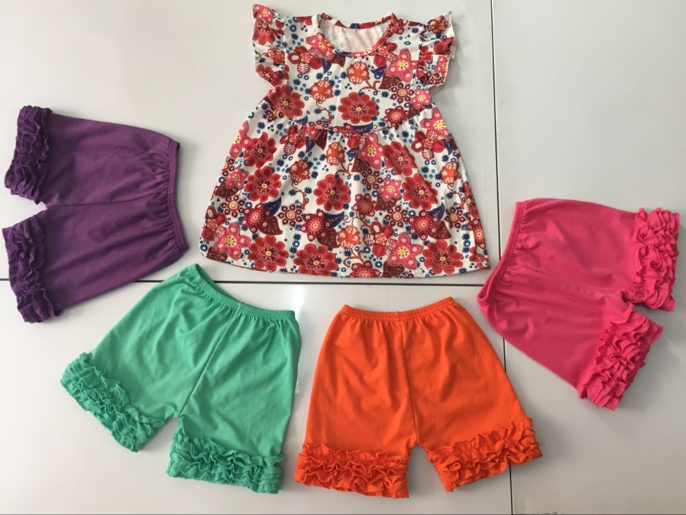2016素敵なキツネ綿印刷赤ちゃんの女の子服セット卸売女の子の夏の服フリルショートパンツ仕入れ・メーカー・工場