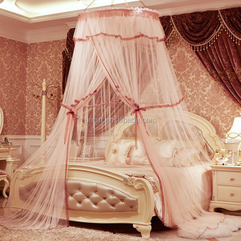 Ronde dentelle rideau princesse dôme moustique lit à baldaquin net ... Décor rideaux Dentelle