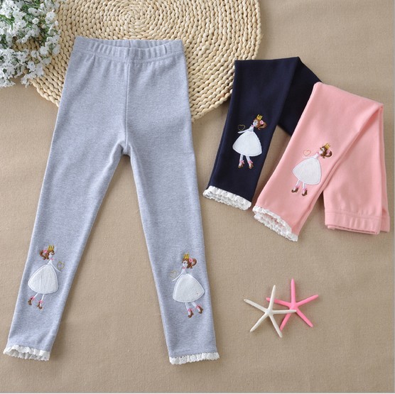 子供レギンス秋大きな女の子レースパンツプリンセス刺繍ズボンレジャーコットンブティックスタイル子供服Q0228仕入れ・メーカー・工場