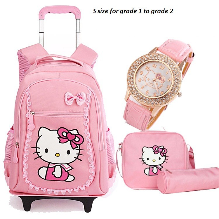 Free-Shipping-Hello-Kitty-Children-School-Bags-Mochilas-Kid-Backpacks-With-Wheel-Trolley-Luggage-For-Girls-01