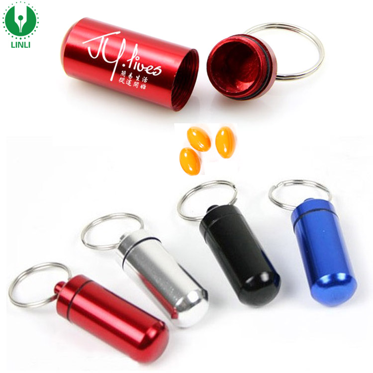 Shenzhen Factory Aluminium Capsule Pill Holder Key Ring,Pill Key Holder