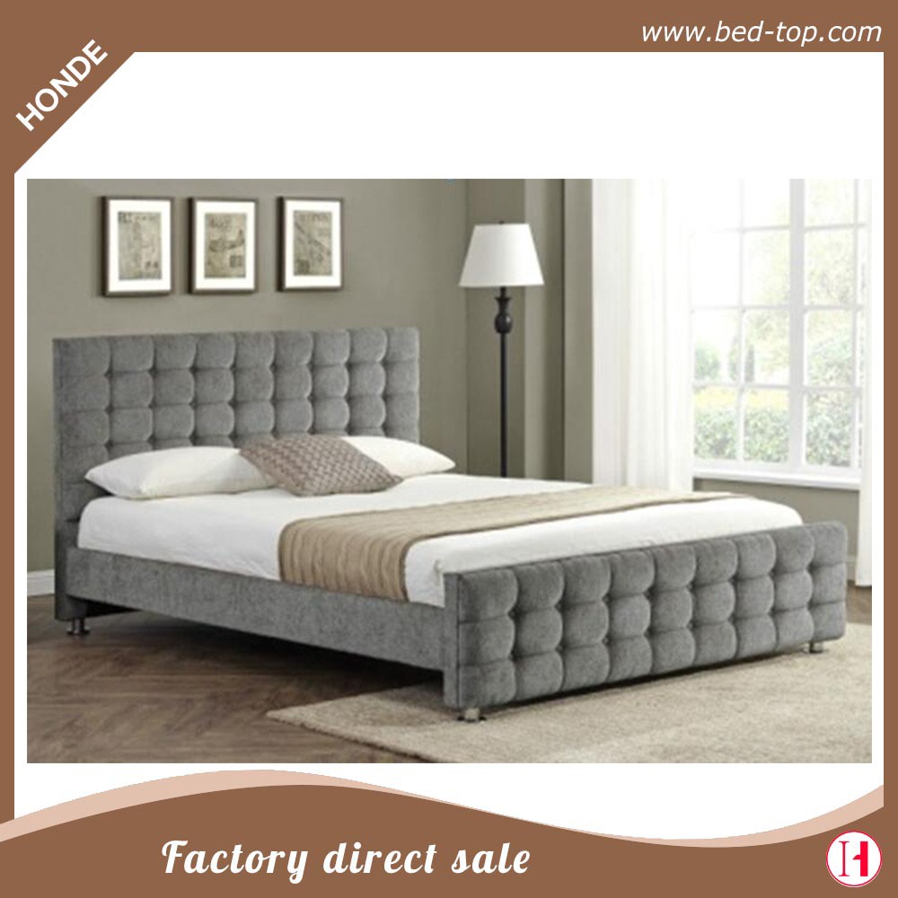 Modern Fancy Bed Design British Faux Leather Bed Tufted Button Fabric