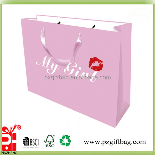 various color new style paper gift bag with ribbon handle