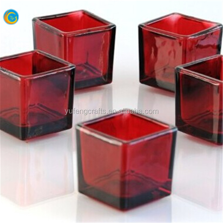 Cuadrados de vidrio esmerilado vela votiva soportes para velas ...