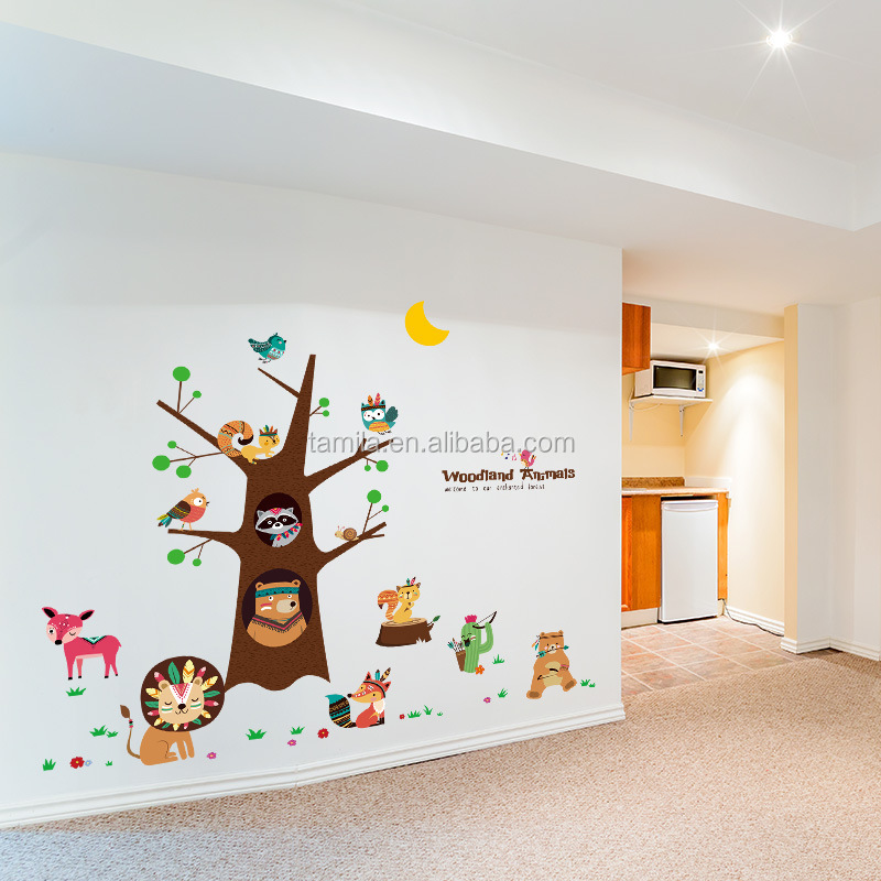 Jungle Forest Animal Owl Squirrel Children Nursery Wall Decal Wall