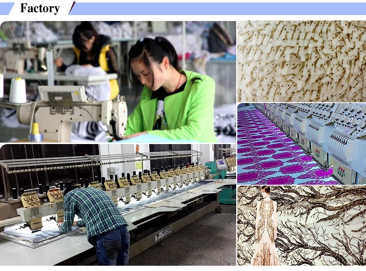 ゴールドスパンコールレース刺繍生地にメッシュ中国製仕入れ・メーカー・工場
