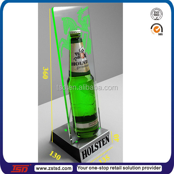 TSD-A5316 custom acrylic led bottle display,counter top led wine bottle glorifier display stand