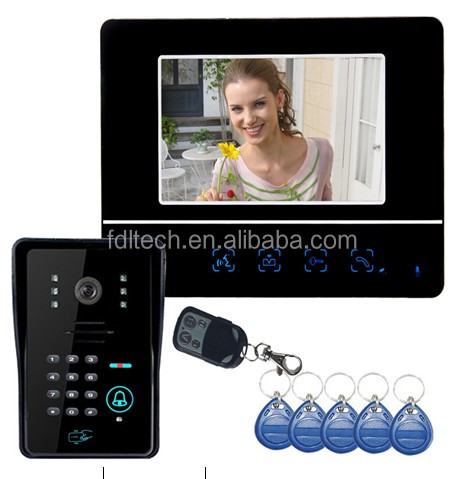 アクセス制御手- 自由なタッチパネルカラービデオドア電話rfidキーフォブ付きドアベルカメラirコードキーパッド問屋・仕入れ・卸・卸売り
