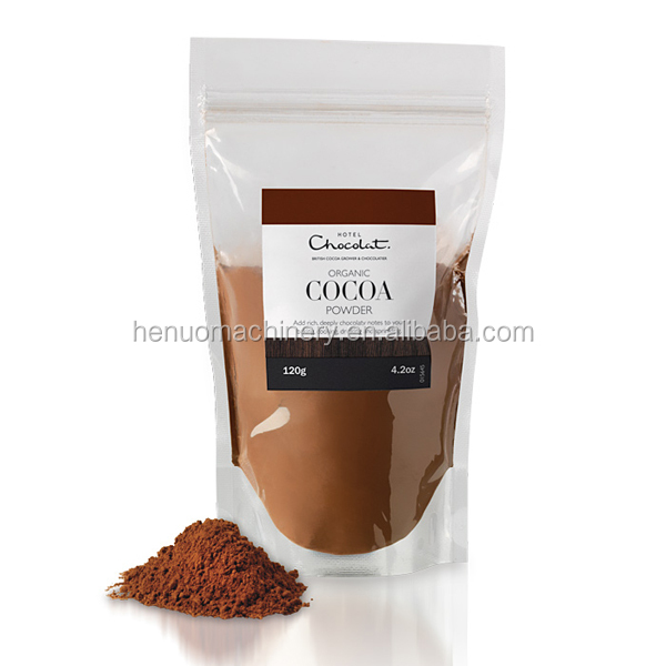 Automatic packaging line for standup cocoa powder pouch