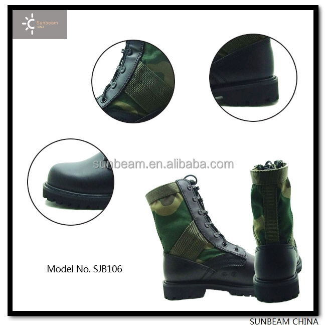 高品質のハード着て黒レザーのアッパー迷彩軍ジャングルブーツ/入札軍用迷彩ブーツ問屋・仕入れ・卸・卸売り