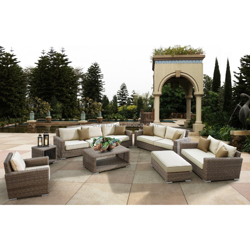 Luxury Round Rattan Large Garden Use 8 Seater Sofa Set And Wicker