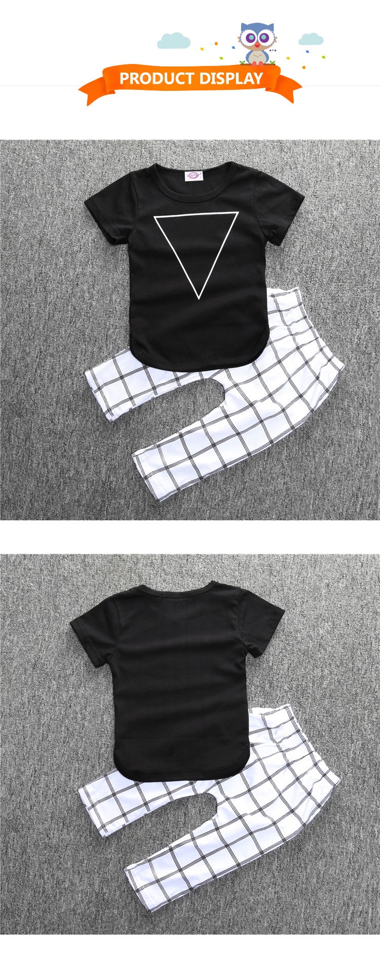 ブラックtシャツ白パンツ赤ちゃん男の子服セット仕入れ・メーカー・工場