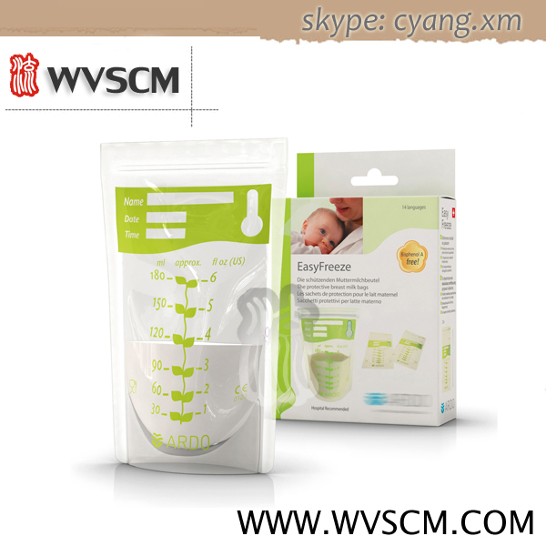 Pre-sterilized double ziplock laminated breast milk storage bag