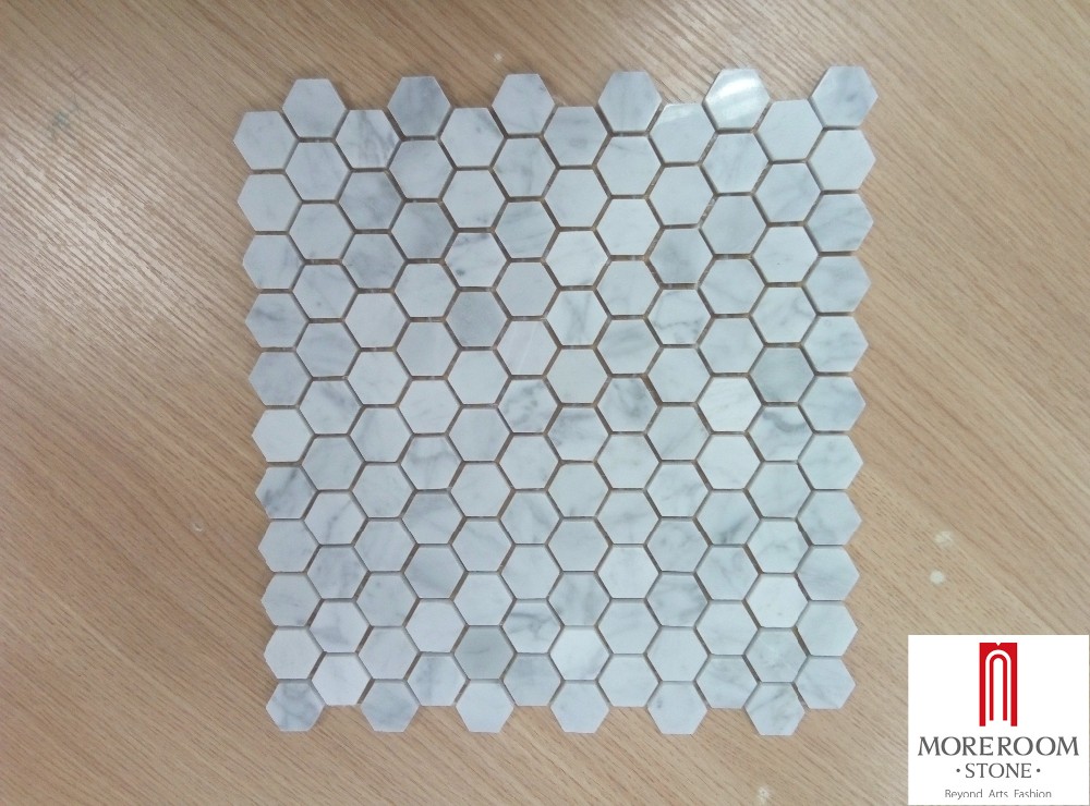 Carrara Bianco 3 Hexagon Marble Mosaic Tile (4).jpg