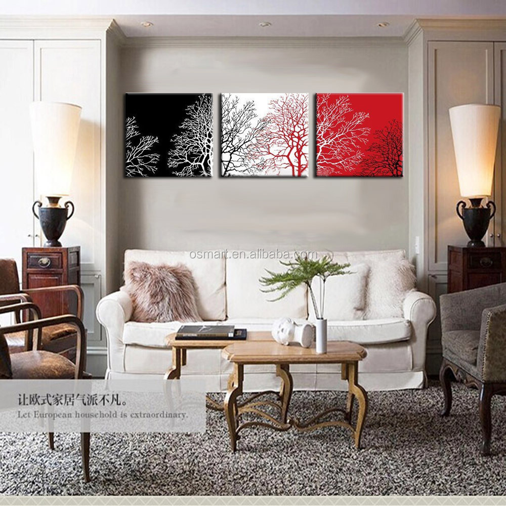 Best selling goedkope prijs moderne abstracte bomen olieverf zwart ...