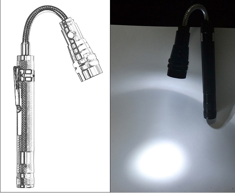 笑顔シャーク磁気3 led懐中電灯テレスコピック柔軟なネックピックアップツールテレスコピック懐中電灯付きマグネット仕入れ・メーカー・工場