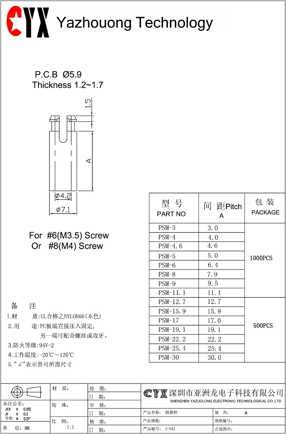 のための中国のサプライヤーナイロン66pcbスペーサーサポートするネジタイプ仕入れ・メーカー・工場
