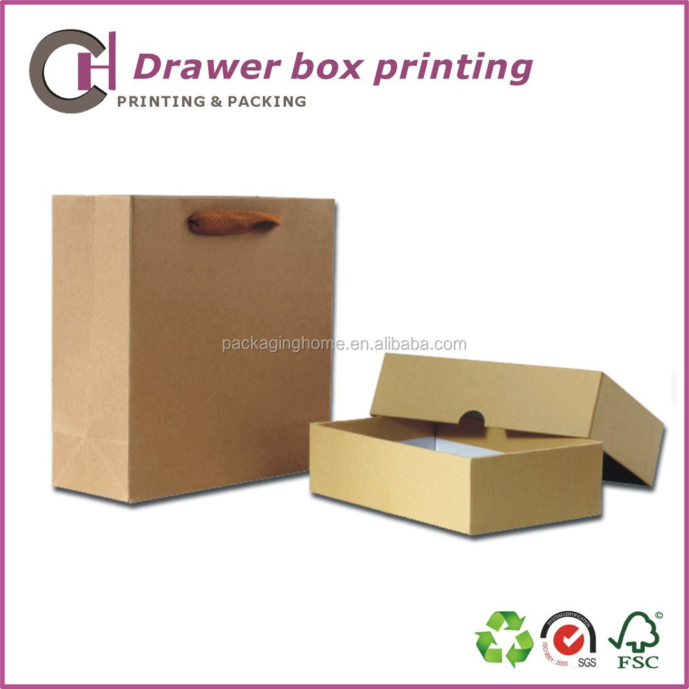 luxury nature kraft paper cardboard gift box, sliding drawer box