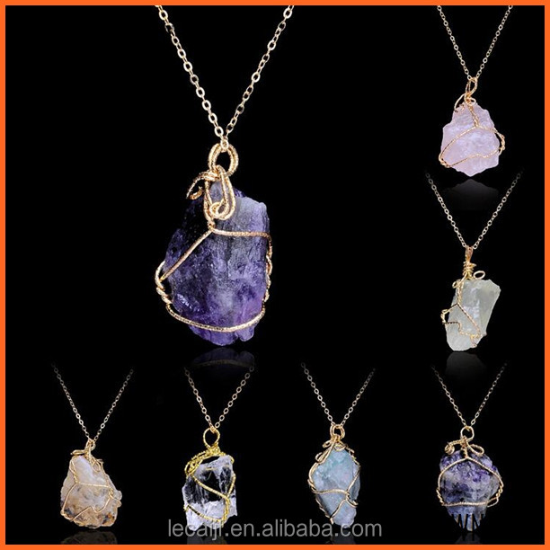 Collar de piedra Natural, collar con envuelto en alambre, accesorios de importación de joyería de moda on m.alibaba.com