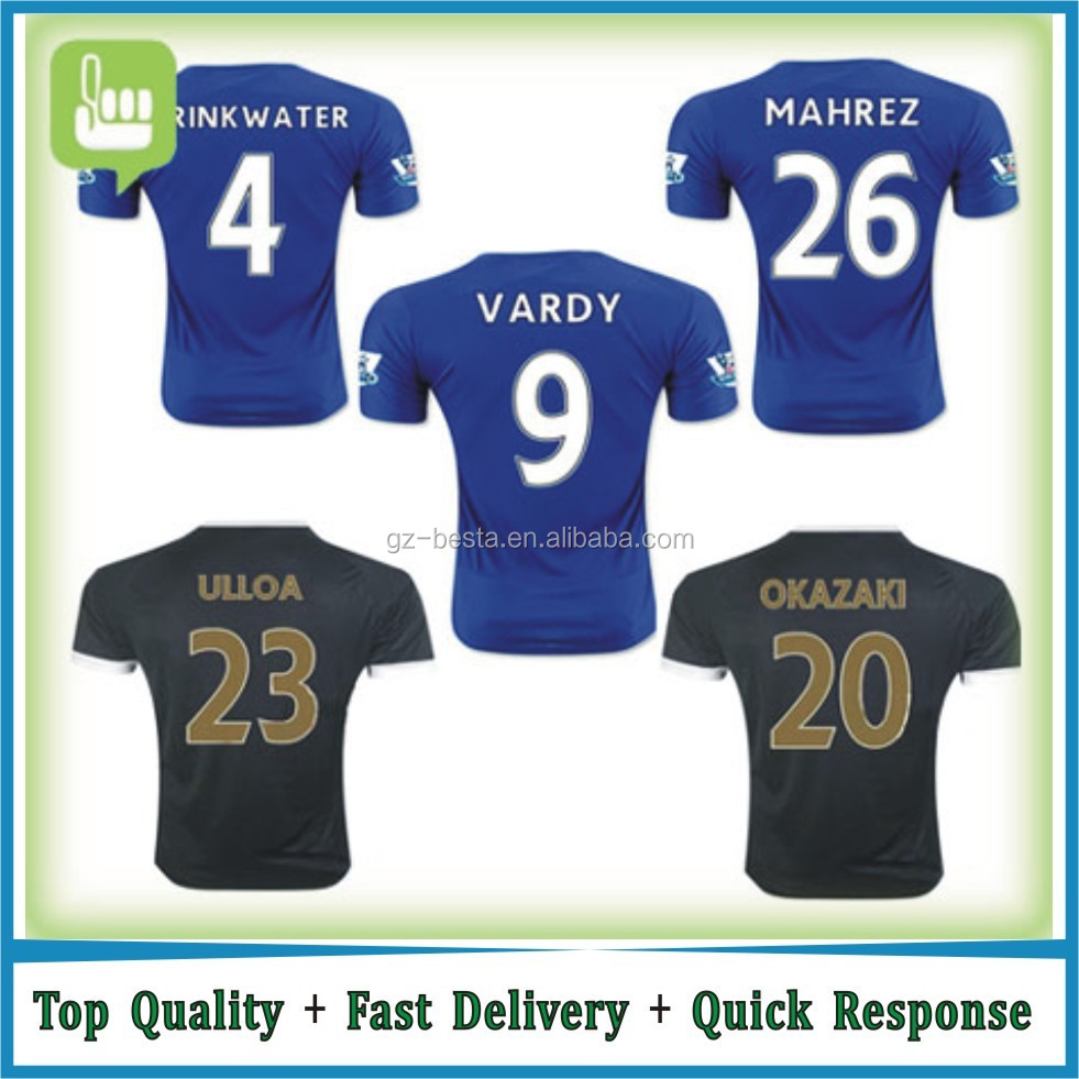 タイ品質2015 2016レスター市サッカーユニフォームホームアウェーサッカーシャツdrinkwater mahrez ulloa vardy仕入れ・メーカー・工場