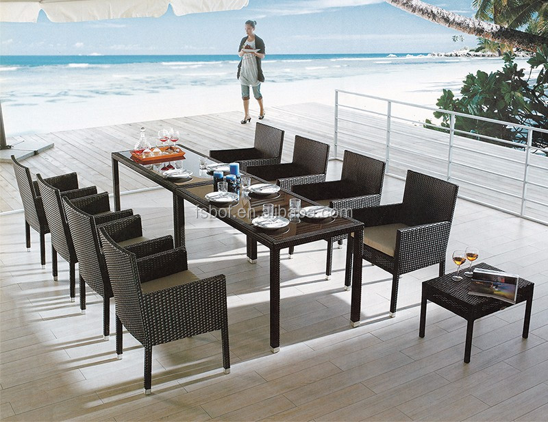 Outdoor Furniture Rattan Garden Large Table And Chairs Set 12 Seater