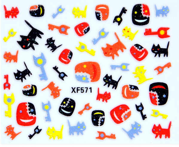***xf549- 579**#3dファッションネイルアートステッカーデカールのヒント553ハロウィーンのためのデザインのステッカー 問屋・仕入れ・卸・卸売り