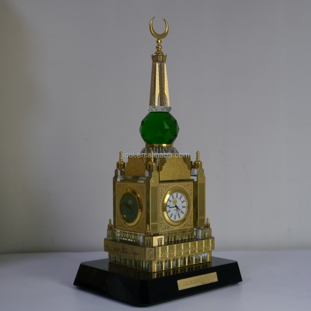 Saudi Arabia Crystal 24k Gold Plated Makkah Royal Clock Tower Model For