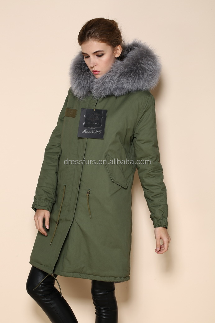 High Fashion Jacket Design Fashion Women Grey Faux Fur Lined Coat