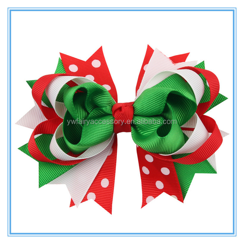 卸売クリスマス熱い販売の毛の弓のリボンと弓のヘアアクセサリー子供のためのクリスマス仕入れ・メーカー・工場