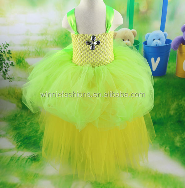 黄緑のストラップホールセール子供服パーティー1年のための女の子のドレス問屋・仕入れ・卸・卸売り