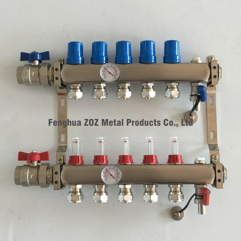 5 Loop Radiant Floor Heating Manifold,Stainless Steel Pex Manifolds For Radiant Heating System