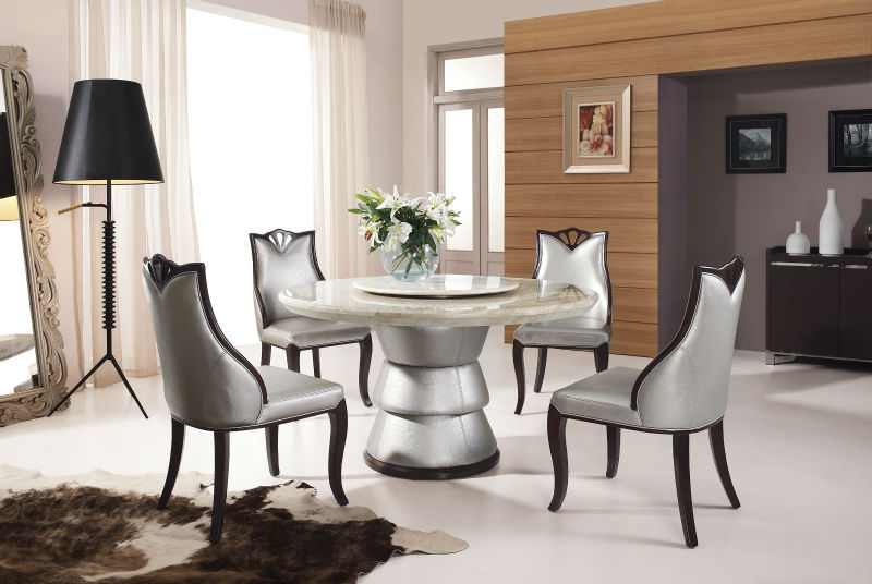Ronda moderna mesa de comedor de mármol artificial con silla de ...