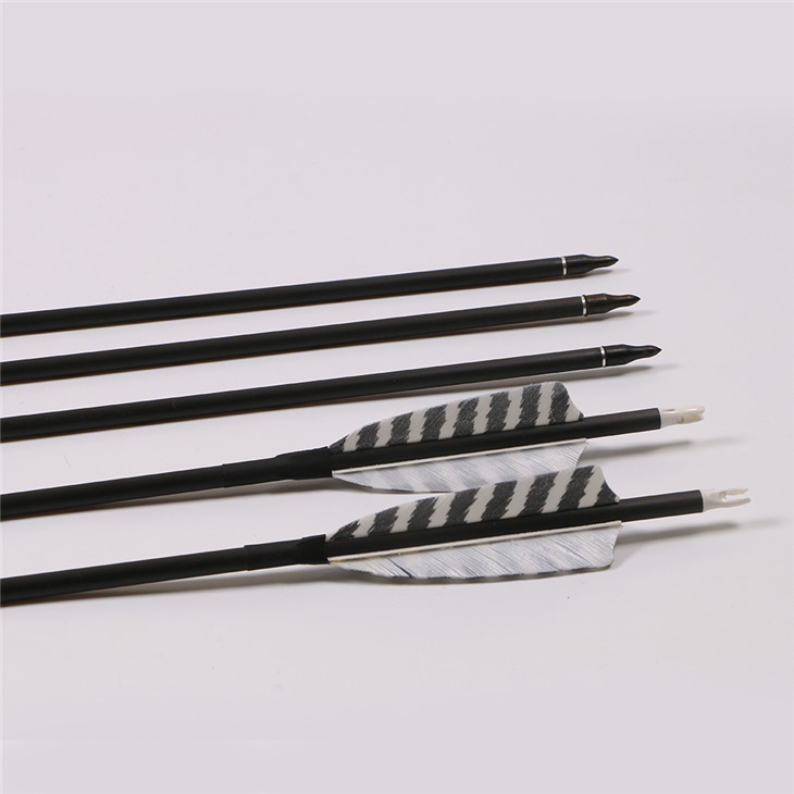 Professional Carbon Fiber Arrows With Real Feather Vane For Archery