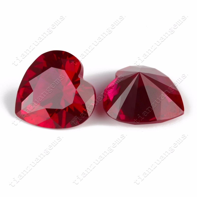 Heart Shape Natura l Cut Synthetic Red Rudy Corundum With Inclusion Inside  Loose Gemstones