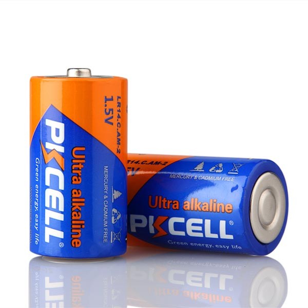 Бесплатный Образец PKCELL 1.5 В lr14 C размер батареи am2 щелочная батарея для фонарика