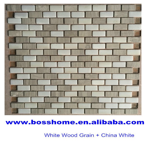 中国工場価格磨かれた白い木目調の大理石のモザイクタイル 問屋・仕入れ・卸・卸売り