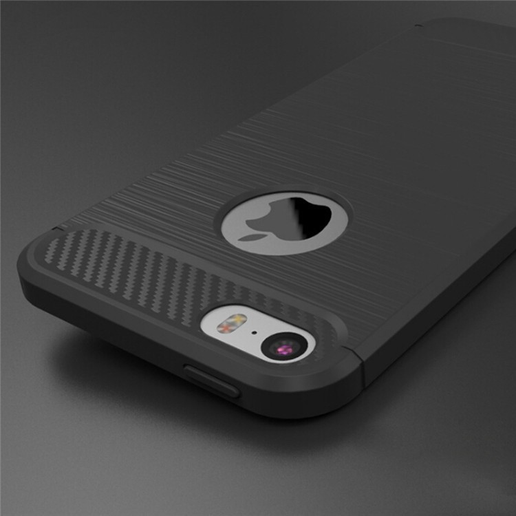 For Apple Iphone Se Phone Case Tpu Carbon Fiber,Tpu Brush Back Case For