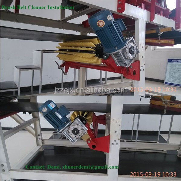 Rotary Brush Roller Belt Conveyor Cleaner /Sweeper, Motorized Brush Belt Cleaner for Mining Conveyor