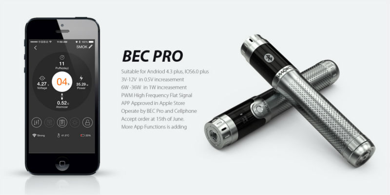 50W Variable Voltage E-cigarette SMOK BEC Pro Provec VV VW Mod compatible 0.2ohm-9.9ohm Atomizer Better than Evolv DNA 30 Chip