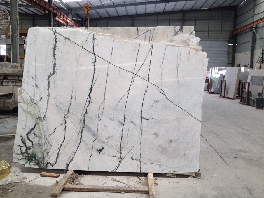 china landscape white marble with green veins