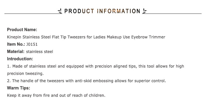 ステンレス鋼kinepinフラットチップピンセットの眉毛のトリマー女性のための化粧品を使用 問屋・仕入れ・卸・卸売り