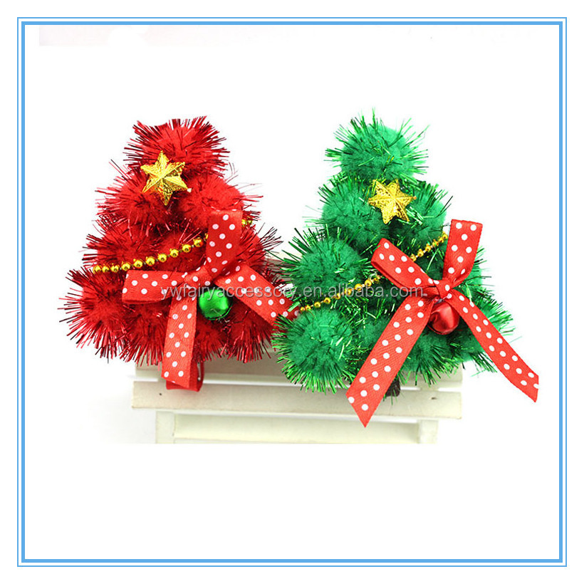 クリスマスの装飾の女の子赤と緑のクリスマスツリーヘアクリップ仕入れ・メーカー・工場
