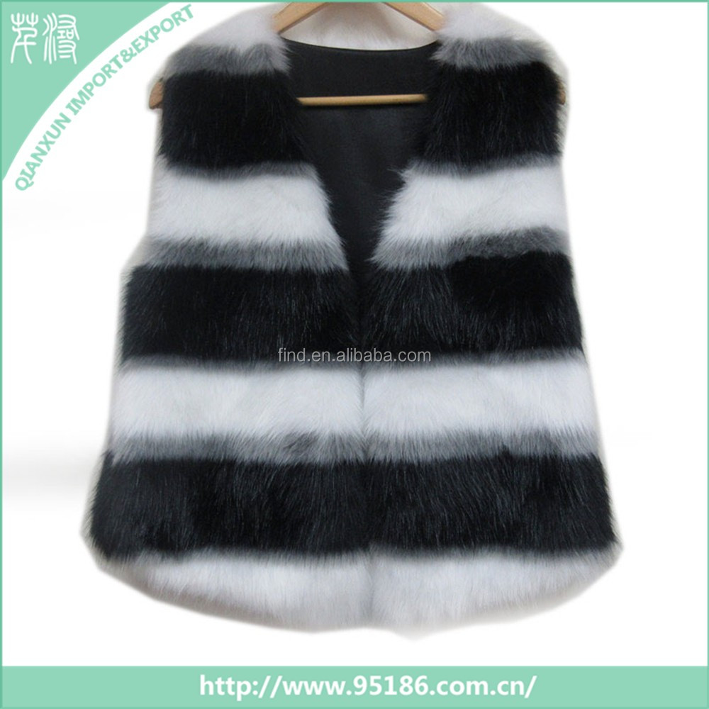 SC-119907 qianxun暖かい冬ナチュラル女性の短い偽毛皮のチョッキ仕入れ・メーカー・工場