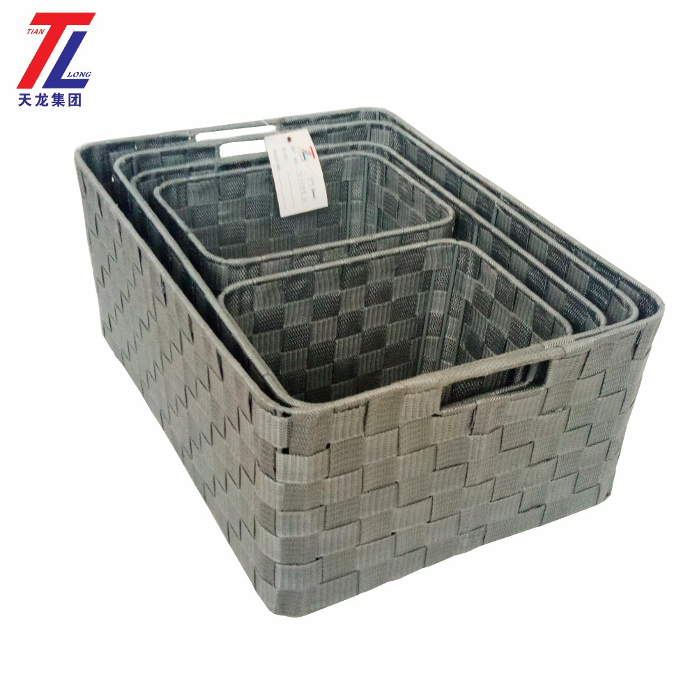 Wholesale Cheap Nylon Plastic Strap Handmade Woven Storage Basket With Handles Buy Plastic