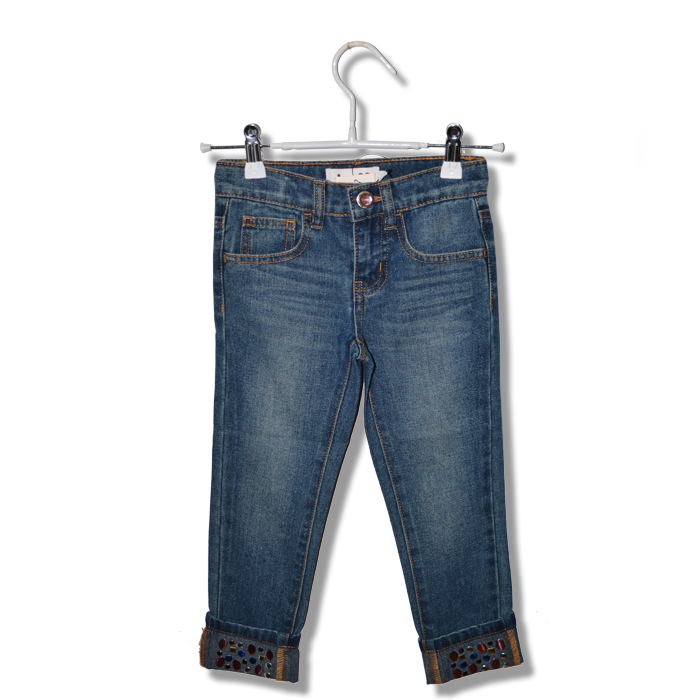 最新の古典的な青リベット子供の女の子の子供のデニムのジーンズ卸売クールジーンズ仕入れ・メーカー・工場
