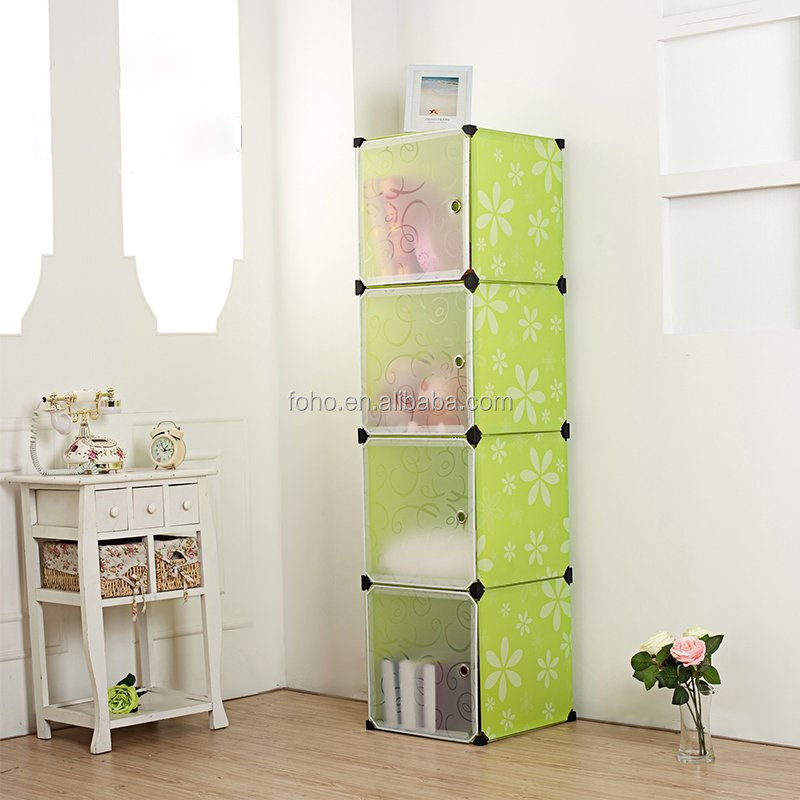 Cabinets Storage 4 Cube Small Portable Plastic Closet Storage